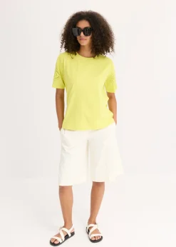 bonprix bonprix Camiseta con bordado calado Amarillo cítrico Best