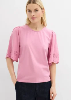 bonprix bonprix Camiseta con bordado calado Malva