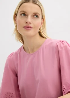 bonprix bonprix Camiseta con bordado calado Malva