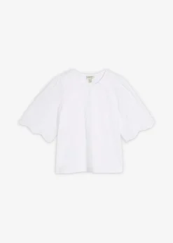 bonprix bonprix Camiseta con bordado calado Blanco Online