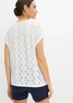 bonprix bonprix Camiseta con bordado calado Blanco New
