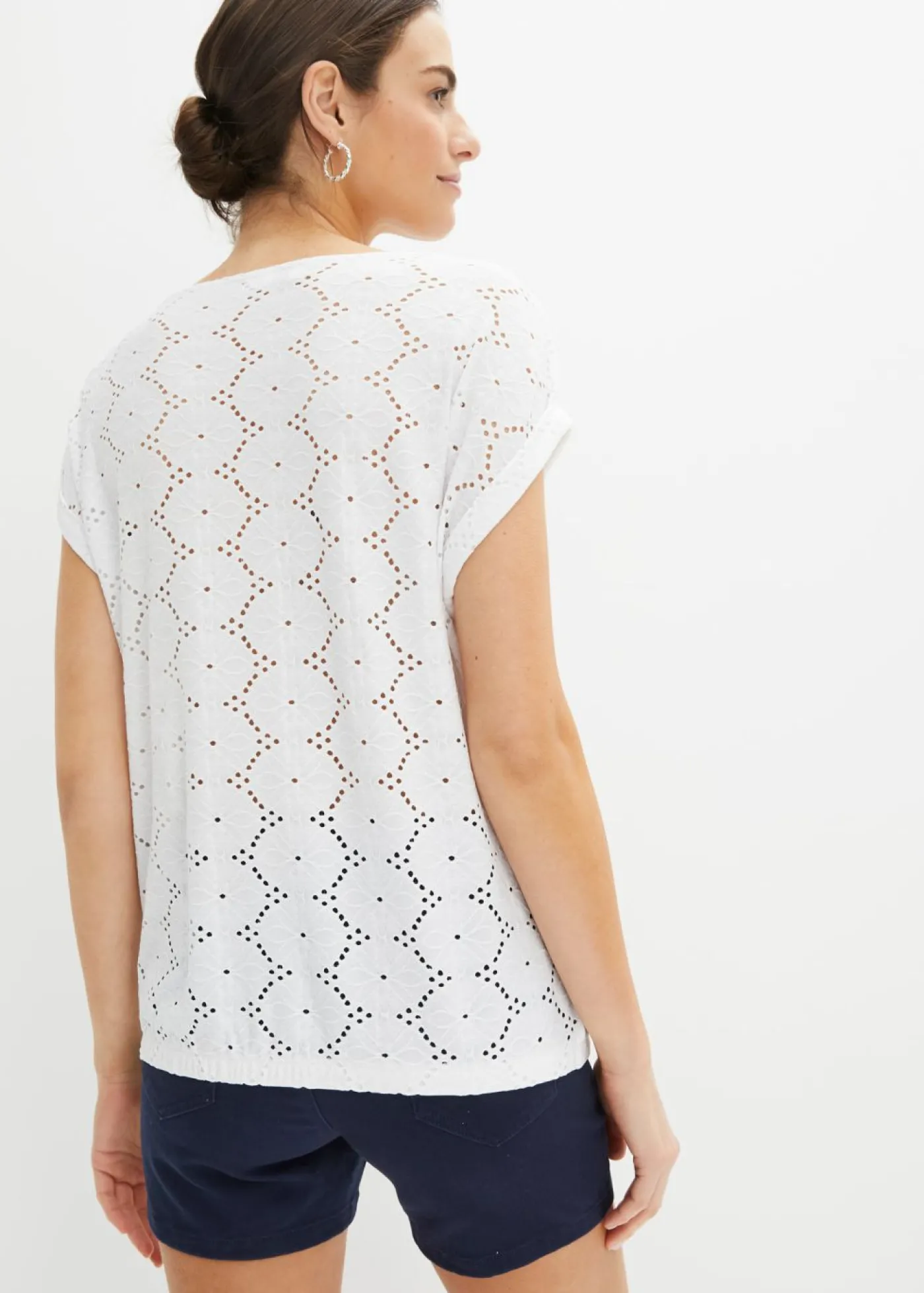 bonprix bonprix Camiseta con bordado calado Blanco New