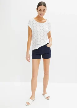 bonprix bonprix Camiseta con bordado calado Blanco New