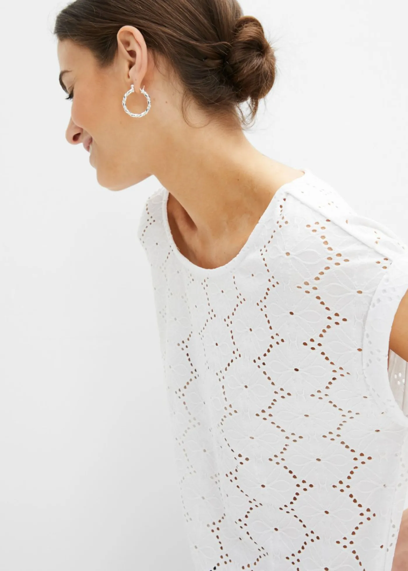 bonprix bonprix Camiseta con bordado calado Blanco New