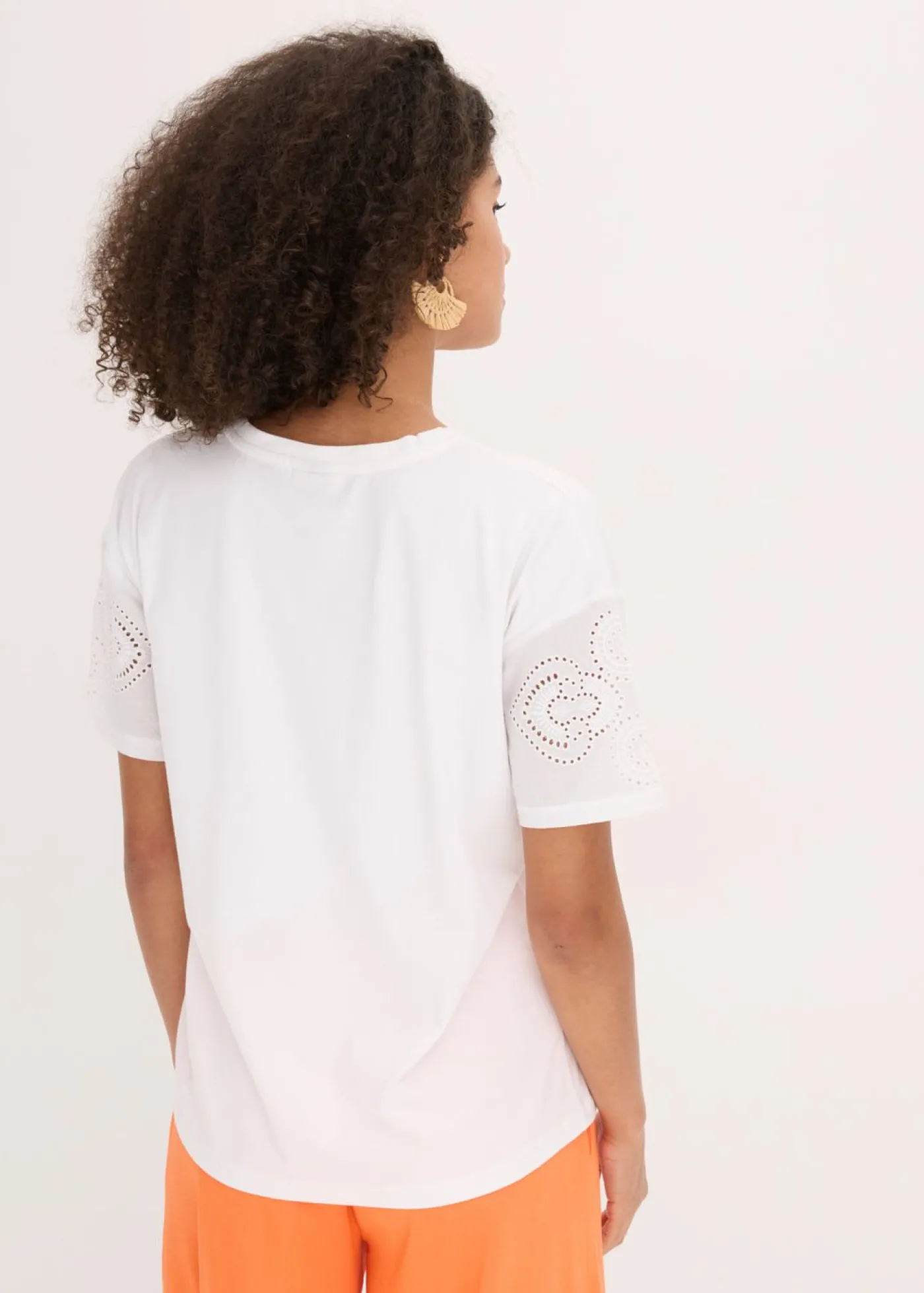 bonprix bonprix Camiseta con bordado calado Blanco Best