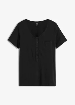 bonprix bonprix Camiseta con botones Negro Online