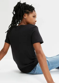 bonprix bonprix Camiseta con botones Negro Online
