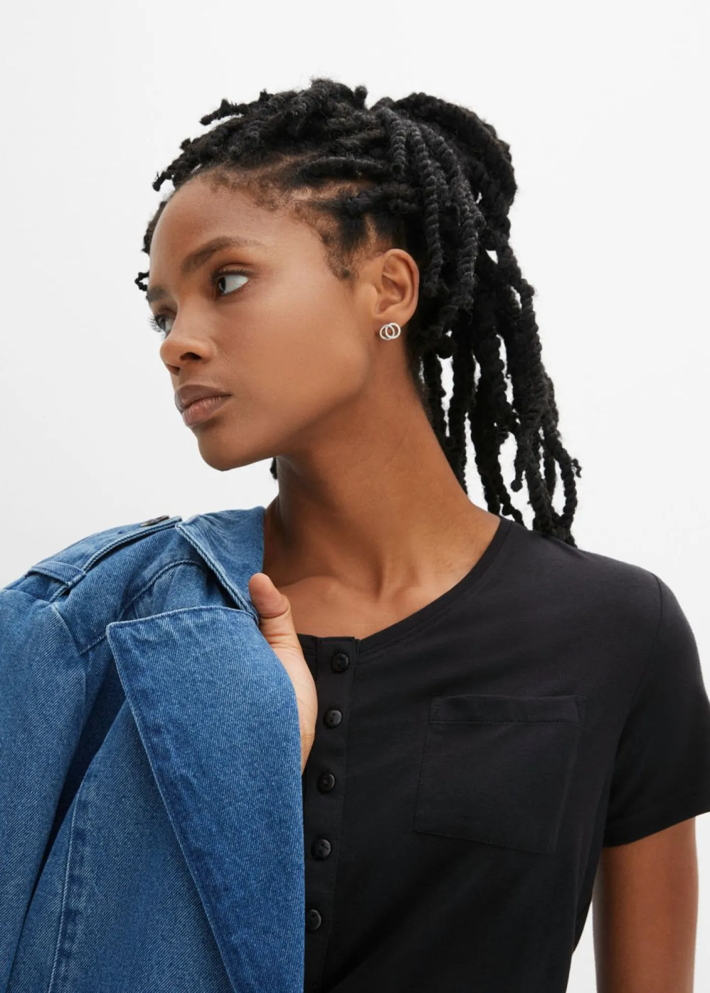 bonprix bonprix Camiseta con botones Negro Online