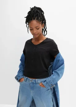 bonprix bonprix Camiseta con botones Negro Online