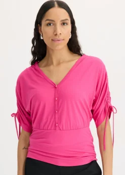 bonprix bonprix Camiseta con botones fucsia Sale