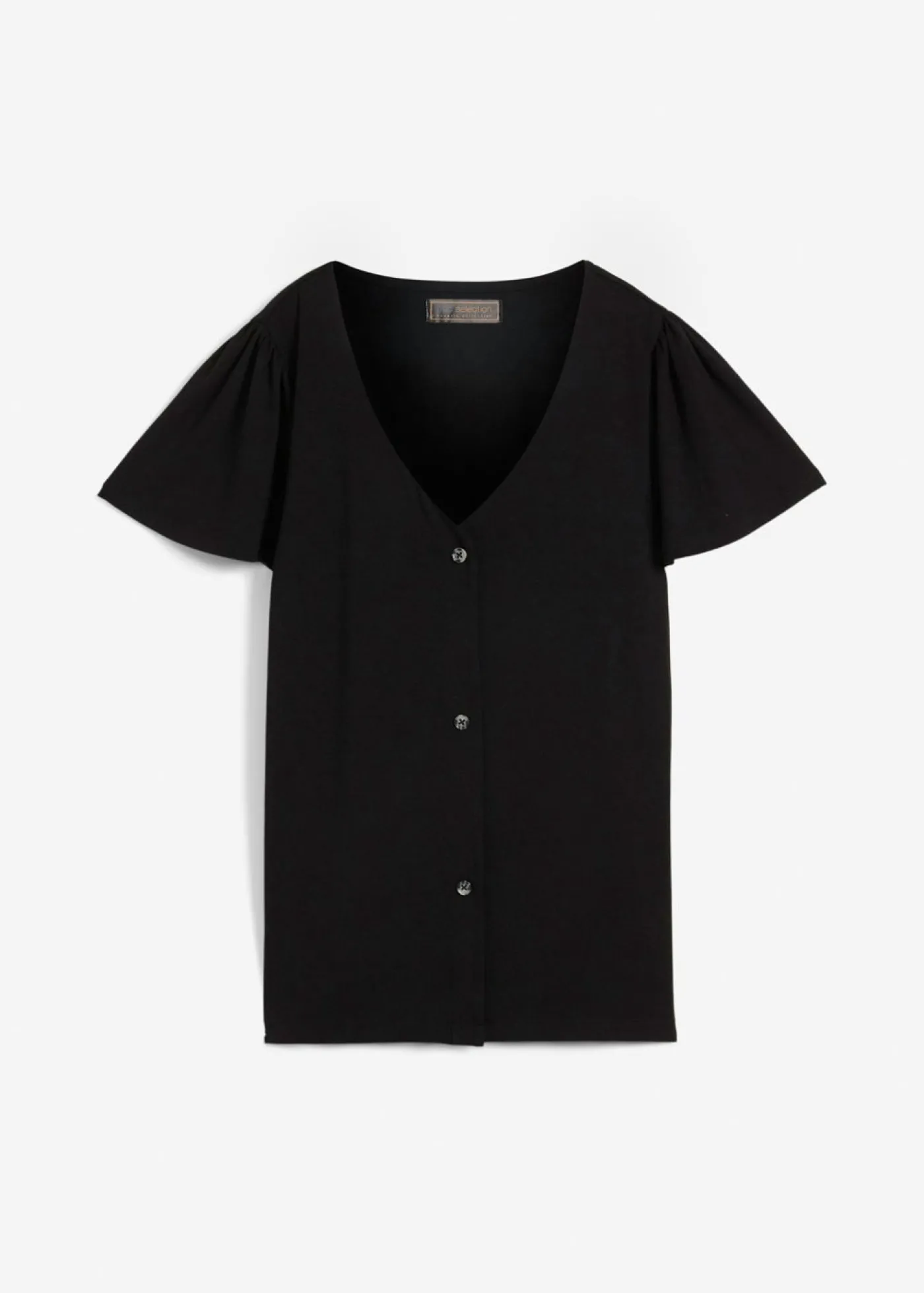 bonprix bonprix Camiseta con botones Negro Discount