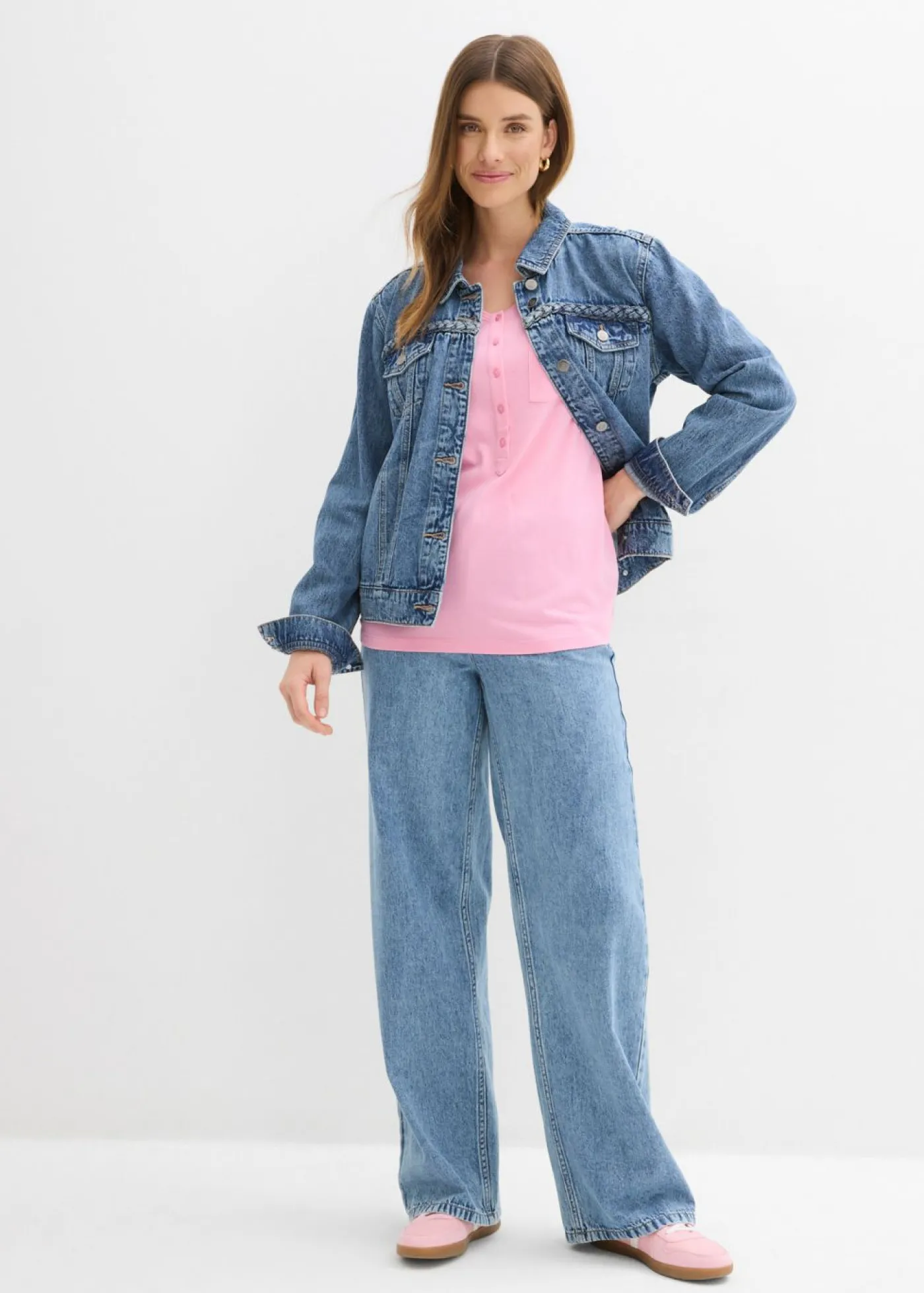 bonprix bonprix Camiseta con botones Rosa Online