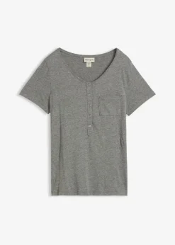 bonprix bonprix Camiseta con botones Gris jaspeado Sale