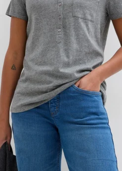 bonprix bonprix Camiseta con botones Gris jaspeado Sale
