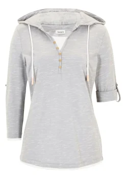 bonprix bonprix Camiseta con capucha Gris claro jaspeado Discount