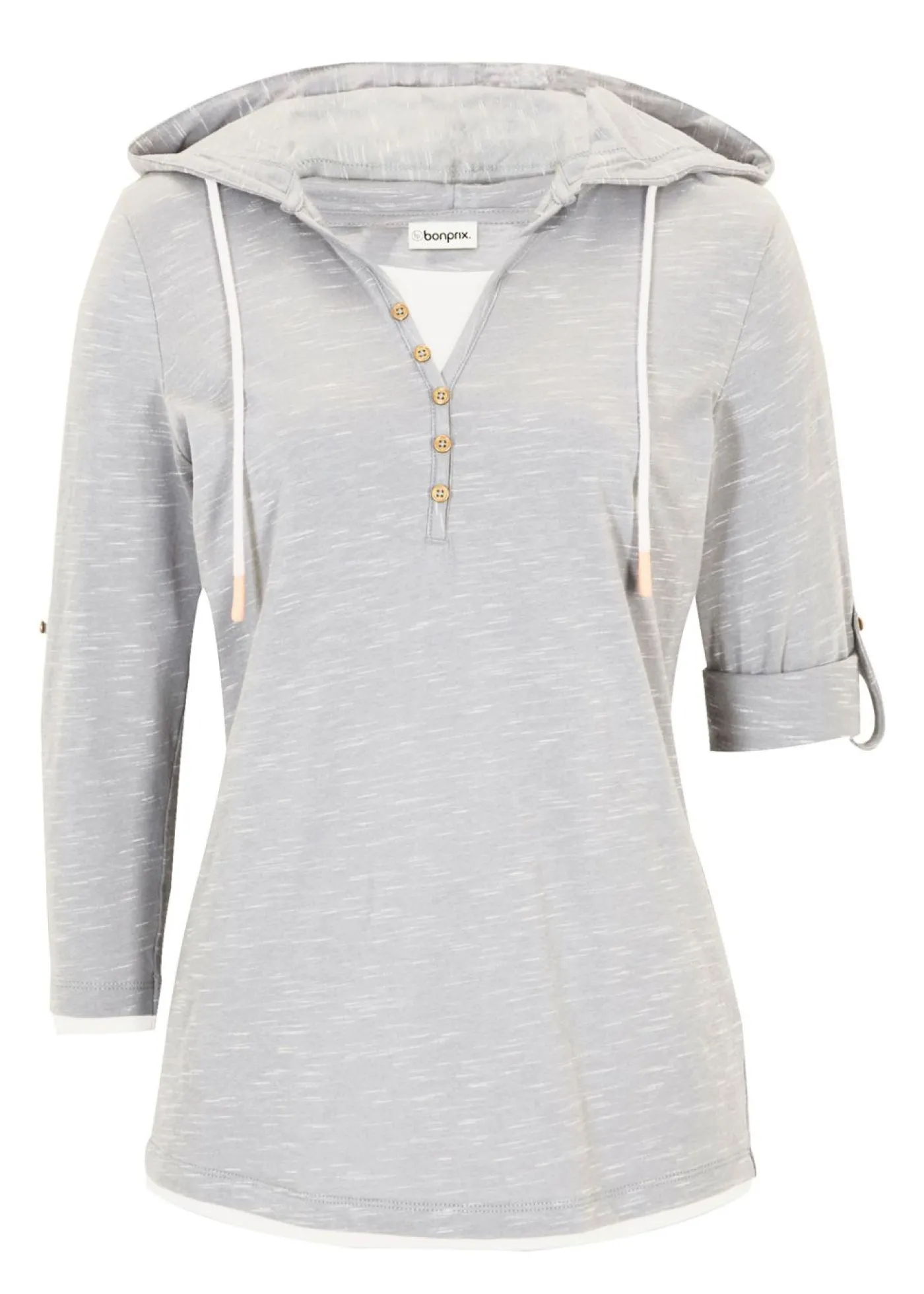 bonprix bonprix Camiseta con capucha Gris claro jaspeado Discount