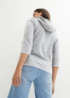 bonprix bonprix Camiseta con capucha Gris claro jaspeado Discount