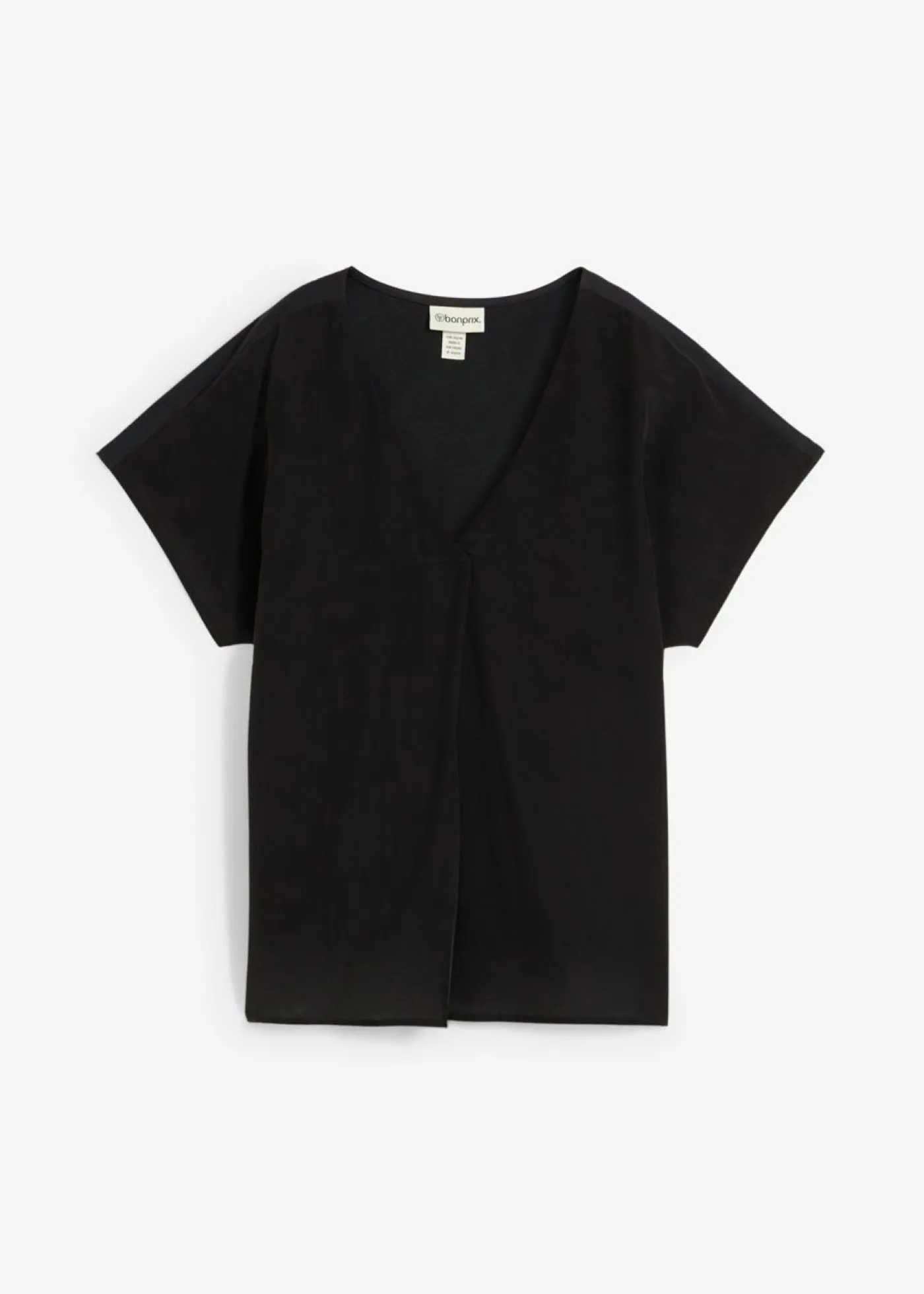 bonprix bonprix Camiseta con contenido de seda e inserto de tejido Negro Outlet