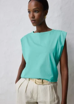 bonprix bonprix Camiseta con contenido de seda Verde agua Outlet