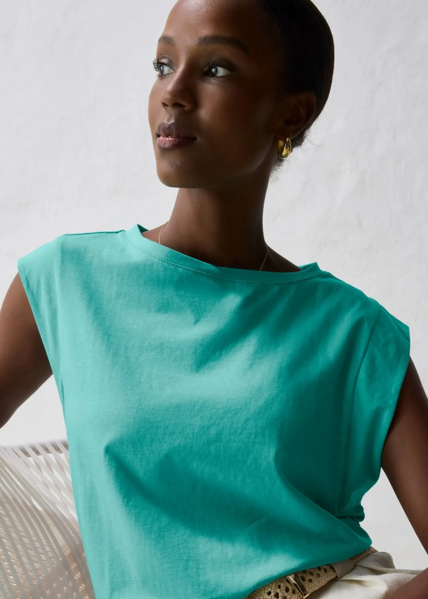bonprix bonprix Camiseta con contenido de seda Verde agua Outlet