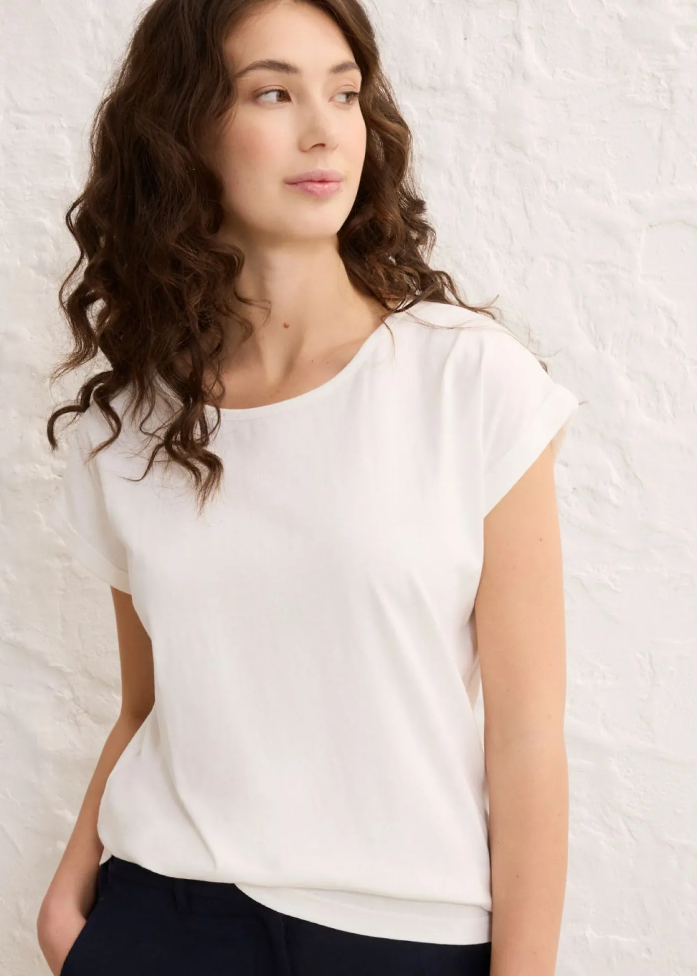 bonprix bonprix Camiseta con contenido de seda Blanco lana Sale