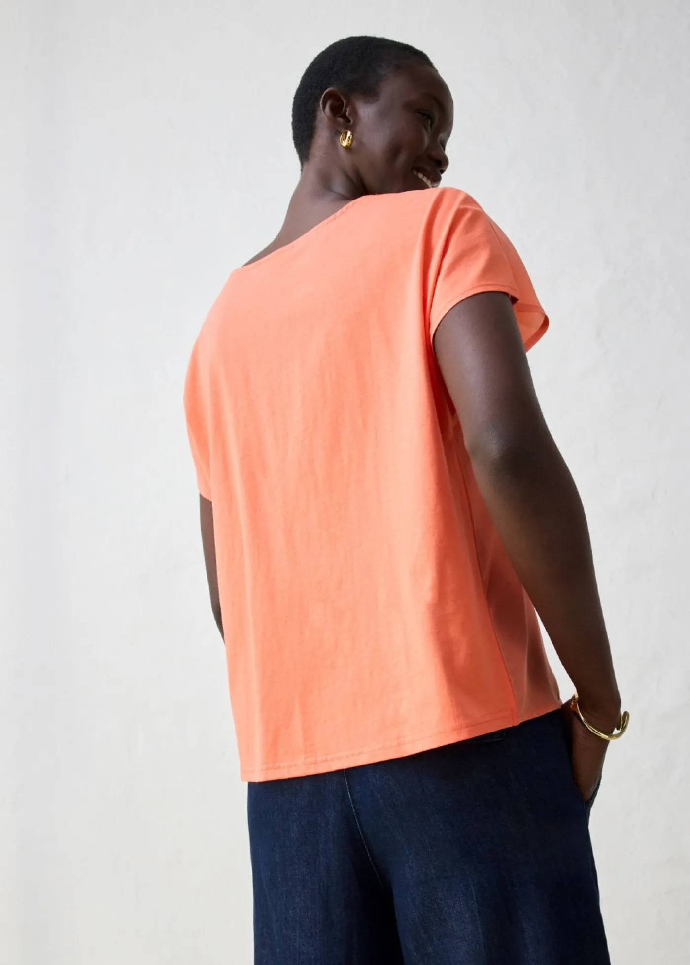 bonprix bonprix Camiseta con contenido de seda e inserto de tejido mandarina