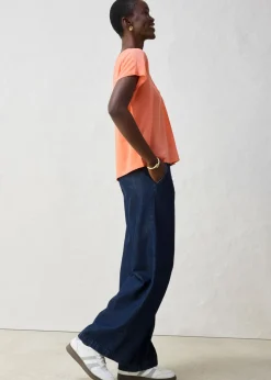 bonprix bonprix Camiseta con contenido de seda e inserto de tejido mandarina