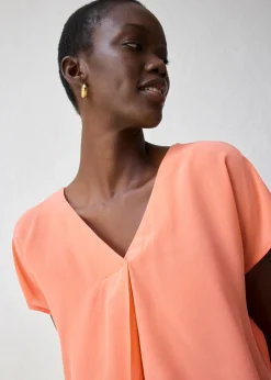 bonprix bonprix Camiseta con contenido de seda e inserto de tejido mandarina