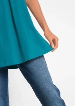 bonprix bonprix Camiseta con corte en A y manga corta turquesa Discount