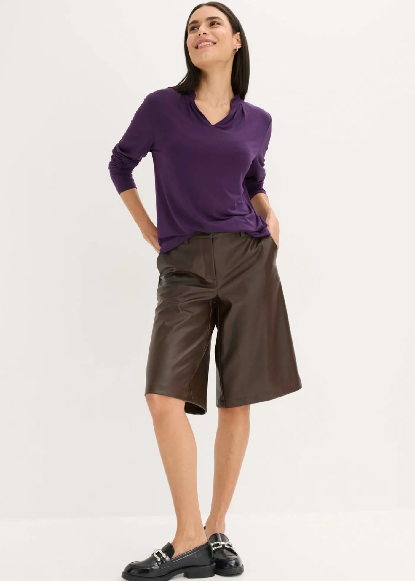 bonprix bonprix Camiseta con cuello alto Lila oscuro Hot