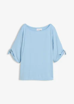 bonprix bonprix Camiseta con cuello barco Azul claro Clearance