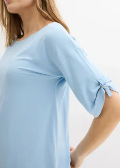 bonprix bonprix Camiseta con cuello barco Azul claro Clearance