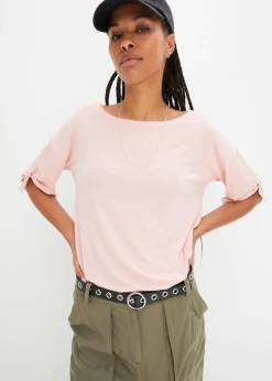 bonprix bonprix Camiseta con cuello barco rosa pastel Hot