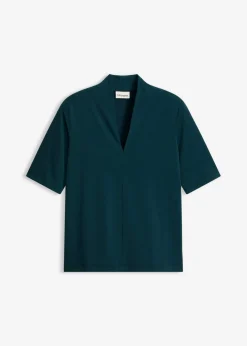 bonprix bonprix Camiseta con cuello chimenea Verde intenso Online