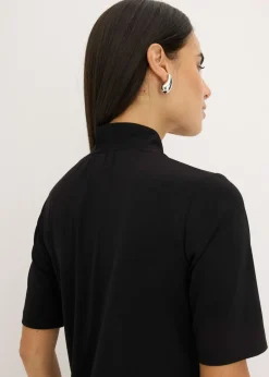 bonprix bonprix Camiseta con cuello chimenea Negro Online
