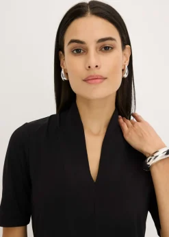 bonprix bonprix Camiseta con cuello chimenea Negro Online