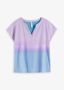 bonprix bonprix Camiseta con cuello henley y efecto ombré azul-lila Online