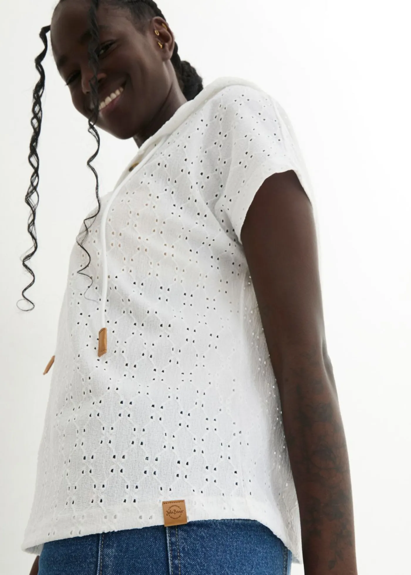 bonprix bonprix Camiseta con cuello henley Blanco New