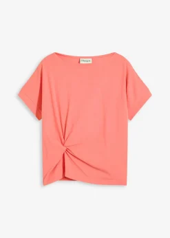 bonprix bonprix Camiseta con detalle de nudo Salmón claro Clearance