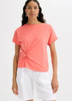 bonprix bonprix Camiseta con detalle de nudo Salmón claro Clearance