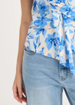 bonprix bonprix Camiseta con detalle de nudo Azul con flores Sale