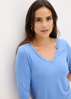 bonprix bonprix Camiseta con encaje azul provenzal New