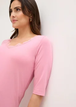 bonprix bonprix Camiseta con encaje orquídea ahumado Best