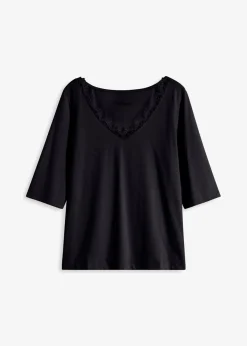 bonprix bonprix Camiseta con encaje Negro Best