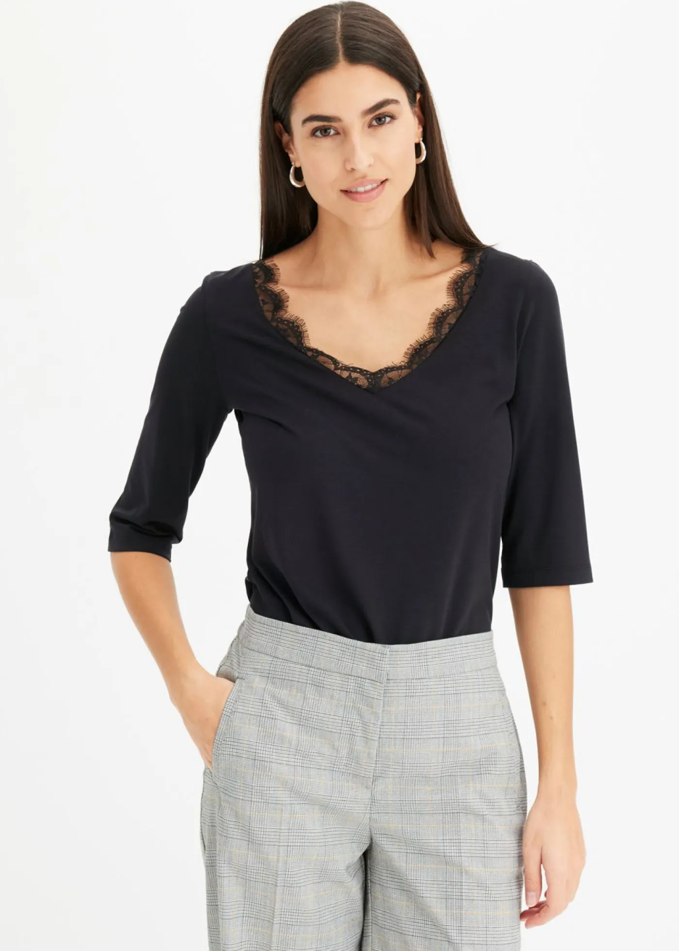 bonprix bonprix Camiseta con encaje Negro Best