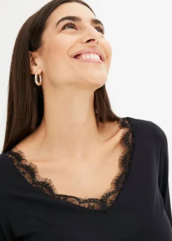 bonprix bonprix Camiseta con encaje Negro Best