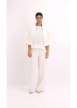 bonprix bonprix Camiseta con encaje calado Blanco lana Hot