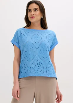bonprix bonprix Camiseta con encaje calado azul provenzal Best