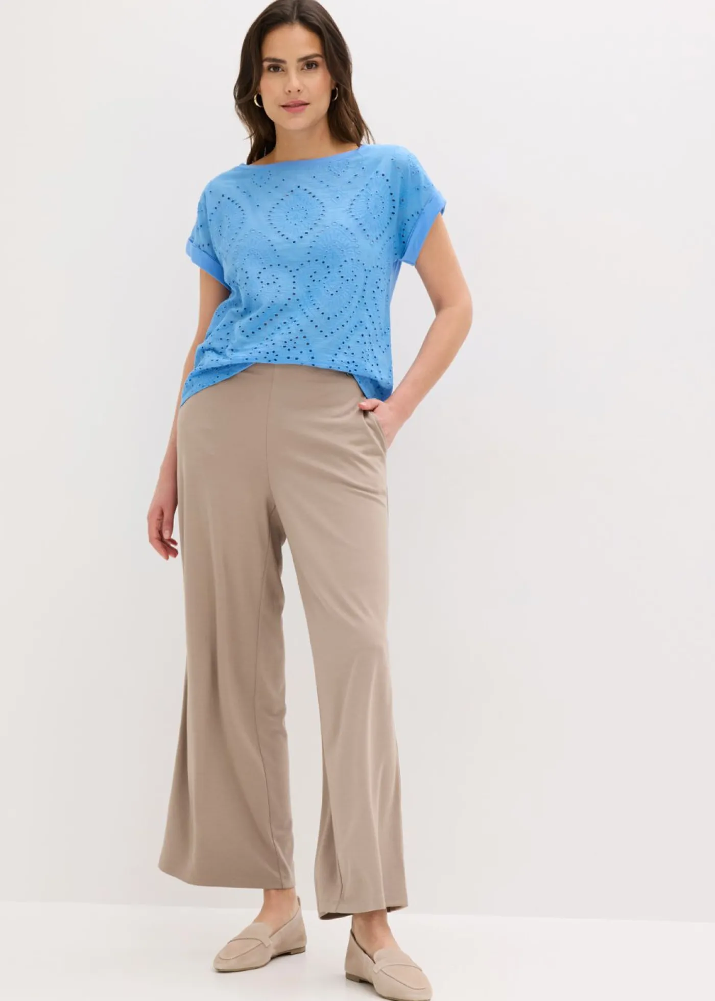 bonprix bonprix Camiseta con encaje calado azul provenzal Best