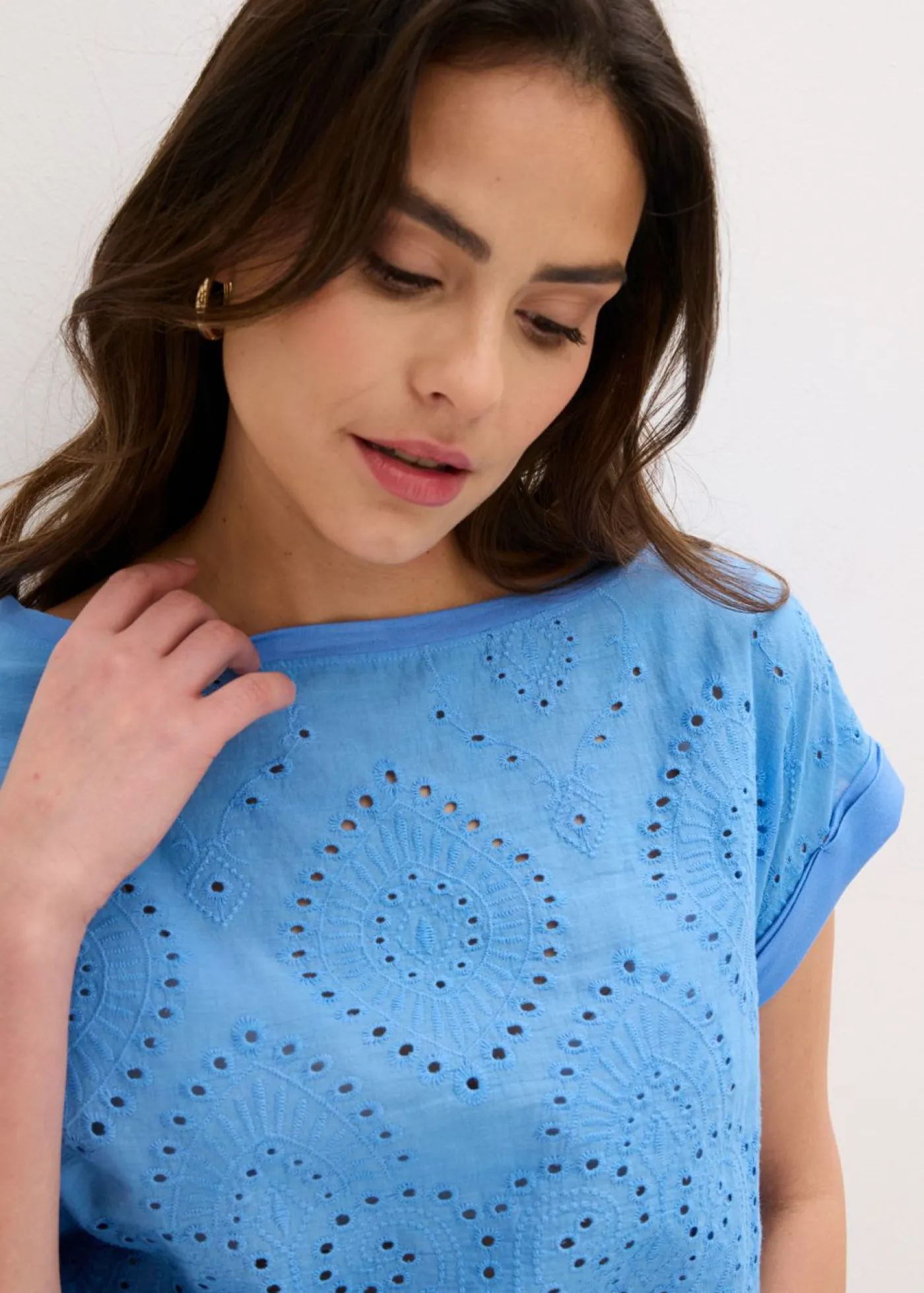 bonprix bonprix Camiseta con encaje calado azul provenzal Best